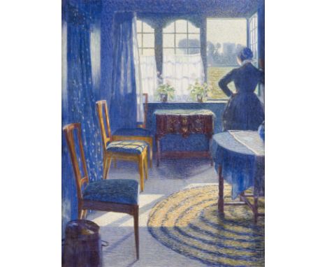JOHANN GEORG DREYDORFF1873 Leipzig - 1935 KrefeldIN ERWARTUNG, INTERIEUR Öl auf Leinwand. 71 x 55 cm (R. 74 x 58 cm). Monogra