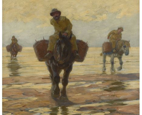 PAUL EHRENBERG1876 Dresden - 1949 HofBEIM CREVETTENFANG Öl auf Leinwand. 70 x 80 cm (R. 82 x 95 cm). Signiert unten rechts. V