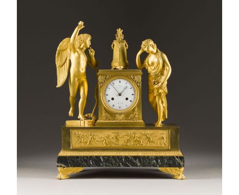 FIGURENPENDULE 'AMOR UND PSYCHE' Frankreich, Pierre Victor Ledure (1783 - ca. 1840) und Claude Hemon (tätig ab 1770), um 1810