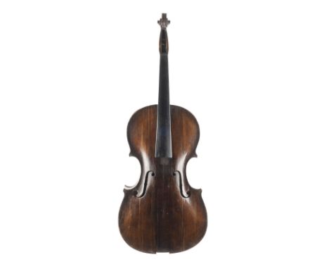 VIOLA Deutsch, um 1900 Zweiteilige Fichtenholzdecke und Ahornboden, dunkelbrauner Lack. 4/4 Bratsche, L. 69 cm, Korpusl. 41,5