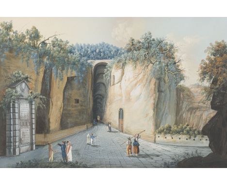 CAMILLO DE VITO (ZUGESCHRIEBEN)tätig 18./19. Jh'GROTTA DI POZZUOLI DA POSILIPO' Aquarell und Guasche auf Papier. SM 32 x 45 c