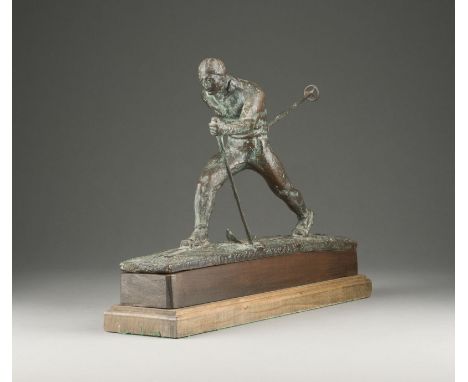 MAX ESSER1885 Barth - 1945 Berlin'DER SKILANGLÄUFER' Berlin, um 1930 Bronze, dunkel patiniert, auf rechteckigem Holzsockel (H