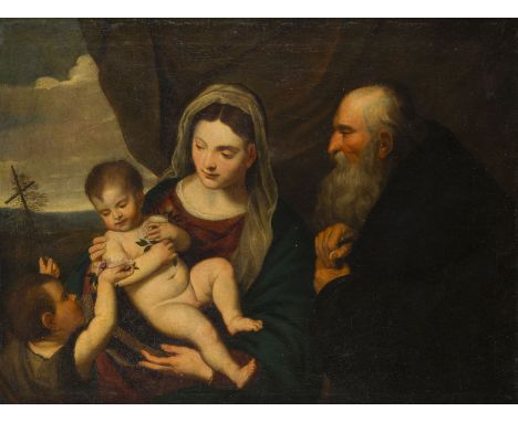 TIZIAN VECELLIO (WERKSTATT) (MÖGLICHERWEISE FRANCESCO VECELLIO)um 1488/90 Pieve di Cadore - 1576 VenedigMADONNA UND KIND MIT 