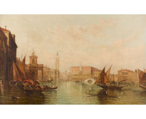 ALFRED POLLENTINE1836 - 1890CANALE GRANDE, BLICK AUF PALAZZO DUCALE Öl auf Leinwand, doubliert. 52 x 81 cm (R. 67 x 97 cm). S