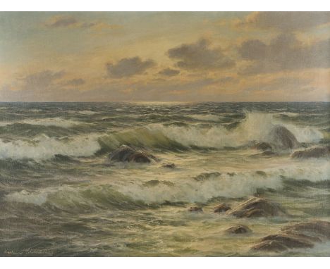 WALDEMAR SCHLICHTING1896 Berlin - 1970 ebenda'ABEND VOR BORKUM' Öl auf Leinwand. 60,5 x 80,5 cm (R. 74 x 94 cm). Signiert unt