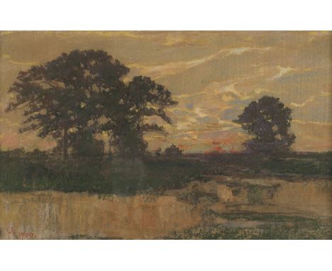 HERMANN VÖLKERLING1875 Breslau - 1924SONNENUNTERGANG. 1900 Pastell auf Malkarton. 30 x 49 cm (R. 38 x 57 cm). Monogrammiert u