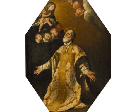 GUIDO RENI (NACHFOLGER DES 18. JH.)1575 Bologna - 1642 ebendaST. PHILIP NERI IN EKSTASE Öl auf Hartholztafel. 26 x 19 cm (R. 