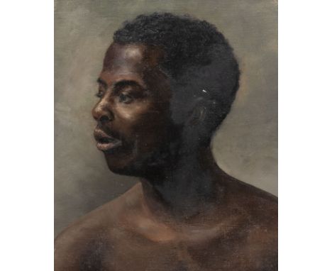 UNBEKANNTER MALERtätig Anfang 20. JhPORTRÄT EINES AFRIKANERS Öl auf Leinwand. 27,5 x 21 cm (R. 35 x 30 cm). Hinter Glas gerah