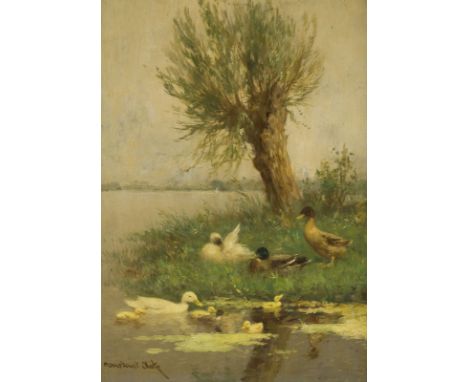 CONSTANT DAVID LUDOVIC ARTZ1870 Paris - 1951 Soest/NLZWEI GEMÄLDE: ENTENFAMILIE AM WASSER. ENTE UND ENTENKÜKEN AM TEICH Jew. 