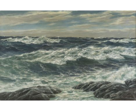 PATRICK VON KALCKREUTH1892 Kiel - 1970 StarnbergMEERESBRANDUNG Öl auf Leinwand. 61 x 90 cm (R. 74 x 103 cm). Signiert. Oben l