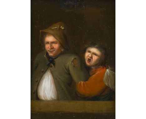 PIETER JANSZ QUAST (UMKREIS)1606 Amsterdam - 1647 ebendaSINNBILD DER MORAL, DER SCHELM UND DIE KLAGE Öl auf Nadelholztafel. 1