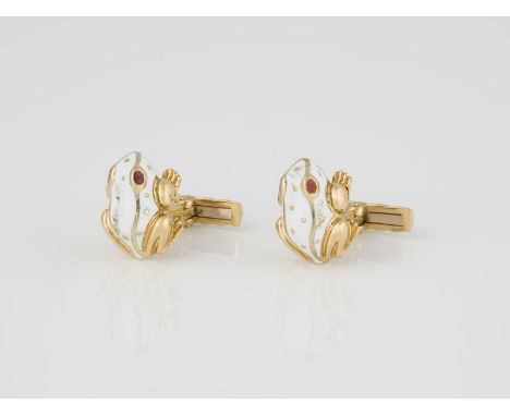 PAAR MANSCHETTENKNÖPFE 'DAVID WEBB' Gelbgold. Kopf 1,7 x 1,2 cm, Ges.-Gew. ca. 16,1 g. Gest. 18 K, Herstellersignet 'WEBB'. F