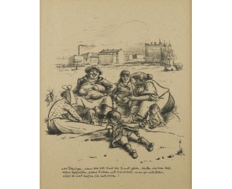 HEINRICH ZILLE1858 Radeburg - 1929 Berlin'NEE SCHULZEN, WENN SIE DET KIND DIE BRUST GEBEN (...)' Lithografie auf Papier. SM 2