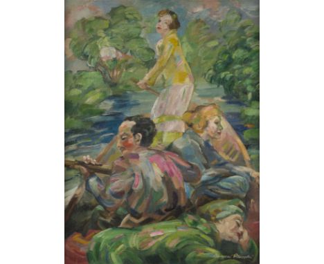 PETERPAUL PILARSKItätig 1920/1930BOOTSAUSFLUG AN EINEM SOMMERTAG Öl auf Leinwand. 101 x 76 cm (R. 116 x 90 cm). Signiert unte