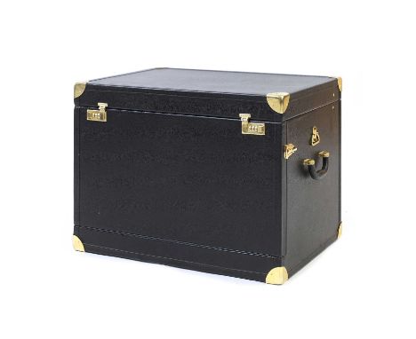 A bespoke de Grisogono jewellery trunk, of recent manufacture, the exterior in black tumbled leather, with gold tone hardware