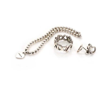 A small group of silver jewellery, by Tiffany & Co., comprising:a Return to Tiffany heart tag bracelet, the ball link bracele