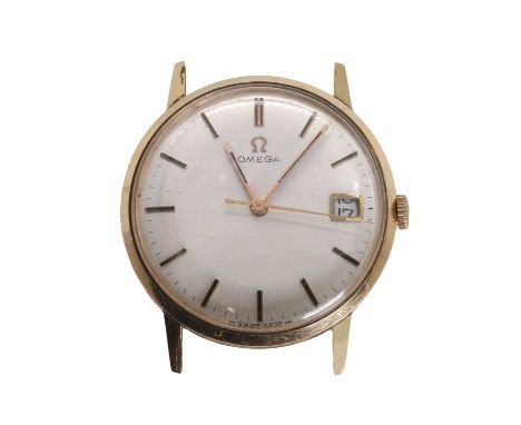 An 18ct gold Omega mechanical watch-head, c.1965, ref. F.C.4048, 32mm case, with a silvered dial, raised gilt hour batons, gi