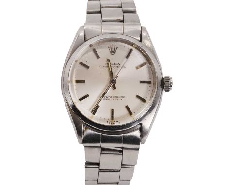 A gentlemen's stainless steel Rolex Oyster Perpetual automatic bracelet watch, c.1950's,  ref. 6564, with a 34mm case, a silv