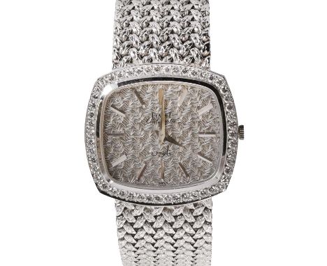 A 18ct white gold diamond set Piaget for Asprey automatic bracelet watch, c.1970's,  ref.12435D2, made for the Sultanate of O