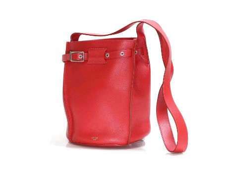 A Celine red leather 'Big Bag' bucket bag of recent manufacture, designed by Phoebe Philo for Céline, the exterior in smooth 