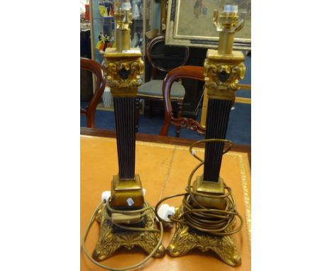 A pair of modern table lamps and another larger ornate table lamp (3).