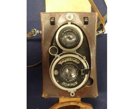A vintage German Voighander camera in leather case.