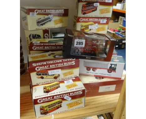 Collection of 'Great British Miniature Buses', together with four Eddie Stobart Diecast models, AEC regent fire engine.