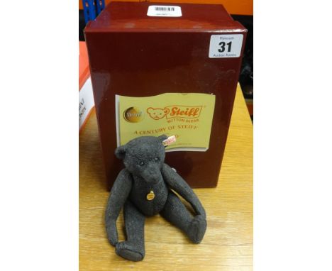 Five Steiff china figures including Happy (A1987) and Schwarz bar (A2004).