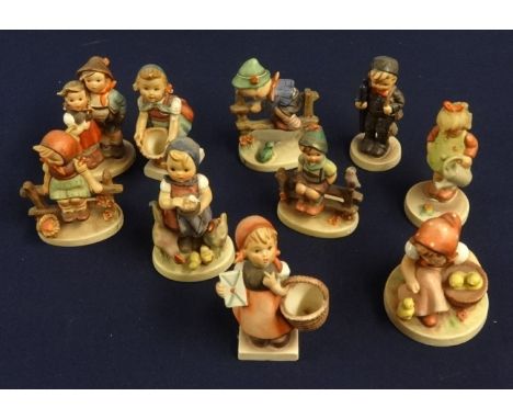 Ten various Hummel figures, also a limited edition print 'Happy Days' by Reaul no 18/500.