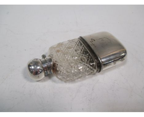 A silver mounted glass brandy flask, by James Dixon & Sons, Sheffield 1986  