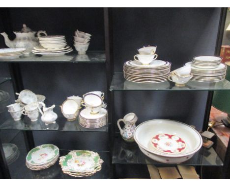 A part Coalport dinner service and other china together with a set of postal scales  
