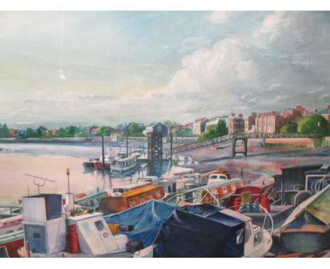 Tom Davison (British, 20th Century), Boatyard at Hammersmith, signed lower right "Tom Davison", watercolour, 34 x 49cm - Exhi