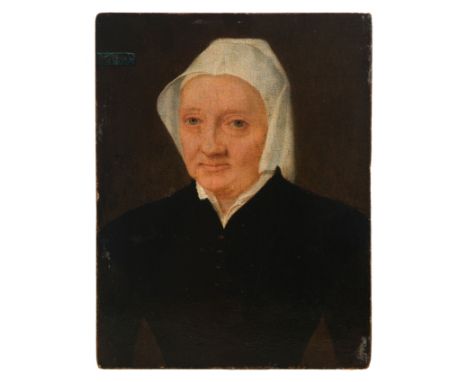 Flemish School. First half of the 16th century."Portrait of a Lady"Oil on panel.23 x 17,5 cm.On the back, it shows traces of 