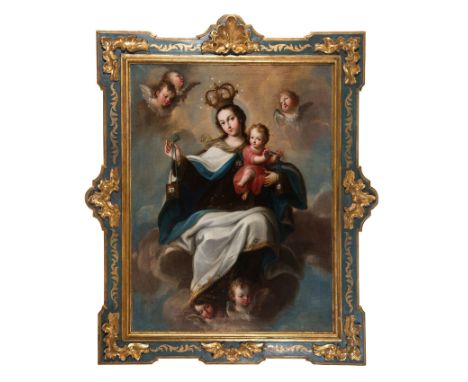 Miguel Cabrera (Antequera de Oaxaca, Mexico, 1715 / 1720 - Mexico, 1768)"Our Lady of Mount Carmel and Queen of the Carmelite 