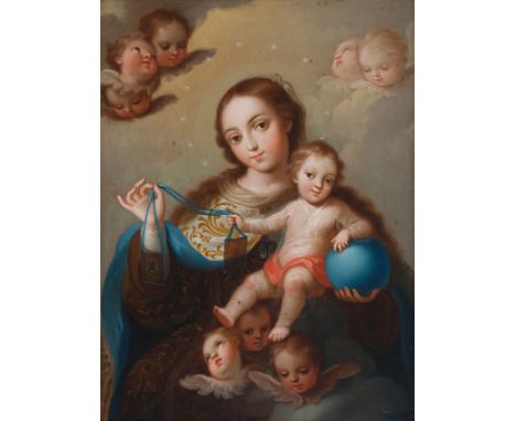 Francisco Clapera (Barcelona, 1746 – Mexico, 1810)"Virgin and Child"Oil on copper. Signed: "Fco. Clapera".42 x 32 cmFrancisco