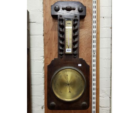 ANTIQUE OAK BAROMETER 