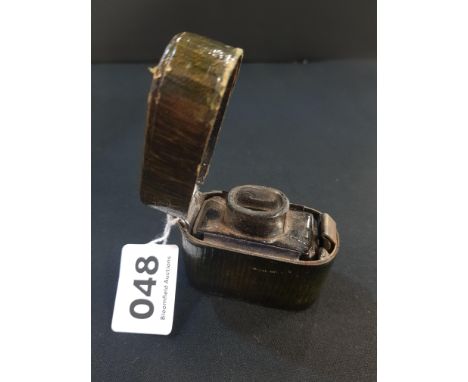 VICTORIAN LEATHER BRITISH ARMY OFFICERS CAMPAIGN INKWELL