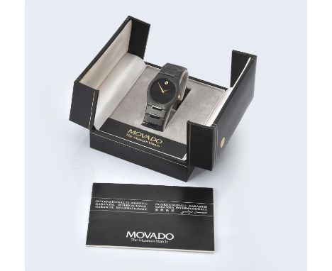 
	
		Movado, Museum, Ref. 8452873A,
		Black ceramic bracelet watch, circa 1990
		Movement: Quartz, 6 jewels
		Case: Black cer