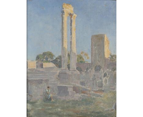 
	
		λ&nbsp;Arnold Henry Mason, RA (British, 1885-1963)
		Graeco-Roman Temple, Arles
		Oil on board 
		Apparently unsigned to