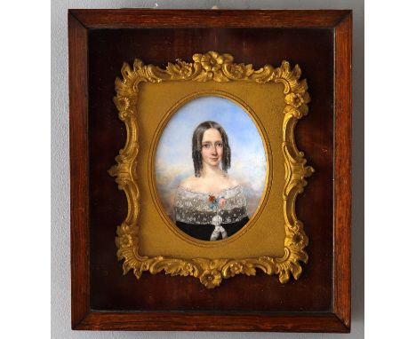 
	
		Y&nbsp;British School (mid-19th century)- a pair of portrait miniatures on ivory probably of a husband and his wife, app