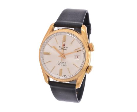 
	
		Milus, Alarm, 
		Bi-colour wrist watch with alarm, no. 40-94
		Movement: Manual wind alarm, 17 jewels
		Case: Gold plate