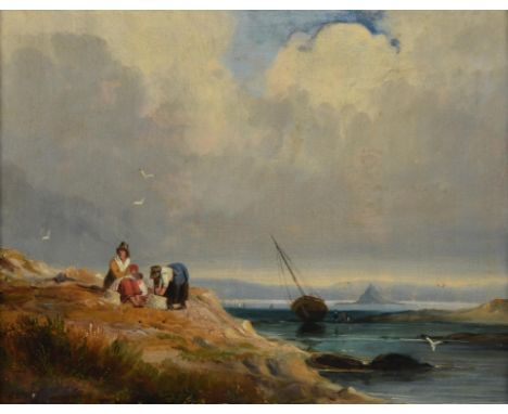 
	
		Follower of Henry Bright 
		Figures by the sea
		Oil on panel 
		Bears signature and indistinctly dated 18[??] lower lef