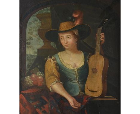 
	
		Follower of Francois Xavier Henri Verbeeck (Flemish 1686-1755)
		Gentleman with wine glass; Lady with a guitar
		Oil on 