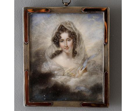 
	
		Y&nbsp;J Lecourt (French fl. 1804-1831) - two portrait miniatures on ivory of courtly women, the first portrait of a lad