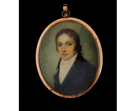 
	
		Y&nbsp;Attributed to Samuel Shelley (1750-1808)- a portrait miniature on ivory of a gentleman, blue eyes, double breaste
