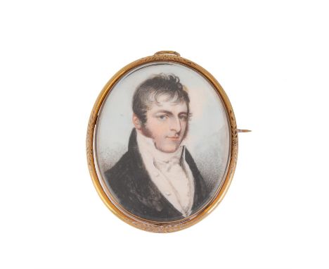 
	
		Y&nbsp;British School (19th century)- a portrait miniature on ivory of a gentleman, wearing white stock, cravat and shir