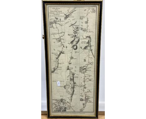 A 18th century map of the road from Edinburgh to Dundee, Montrose and stonehaven, published according to act of parliament 17