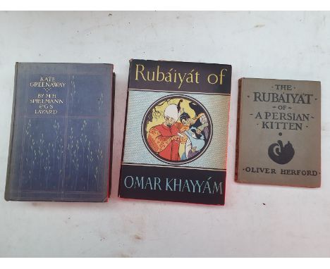 Three First Edition Entitled Kate Greenway by M H Spielmann & G.S Layard 1905. Cover shelf worn. Binder and pages good. Rubai