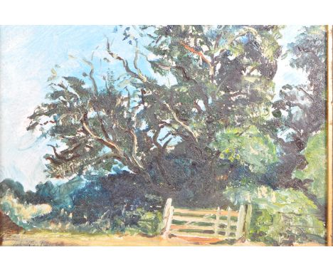 John Constable Reeve (1929-2020) - A 20th century oil on board landscape painting to depict 'Prospect Farm', featuring a farm