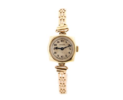 Rolex, a circa 1930s ladies Rolex wristwatch, 2cm circular silvered dial, later 9ct bracelet strapCondition Report: Visually 